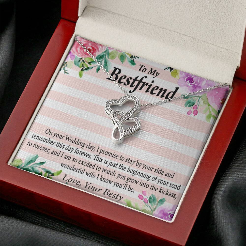 To My Best Friend Wedding Wonderful Wife Double Hearts Necklace Message Card From Son Daughter Gift Anniversary Birthday Graduation Mothers Day - Double Hearts Necklace