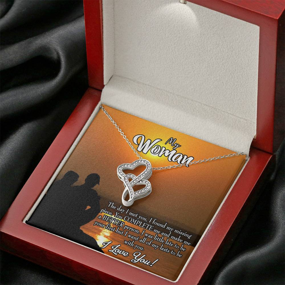 To My Wife My Last Twin Hearts Necklace Cz Eternal Bond Pendant From Son Daughter Gift Anniversary Birthday Graduation Mothers Day - Double Hearts Necklace
