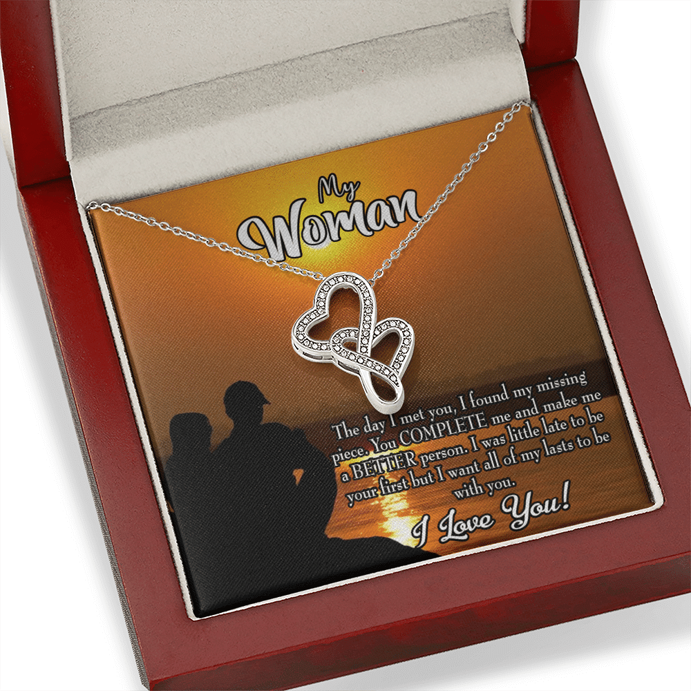 To My Wife My Last Twin Hearts Necklace Cz Eternal Bond Pendant From Son Daughter Gift Anniversary Birthday Graduation Mothers Day - Double Hearts Necklace