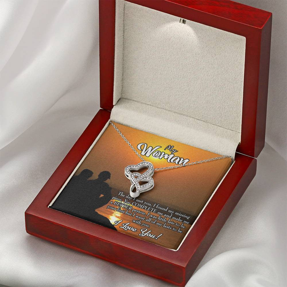 To My Wife My Last Twin Hearts Necklace Cz Eternal Bond Pendant From Son Daughter Gift Anniversary Birthday Graduation Mothers Day - Double Hearts Necklace