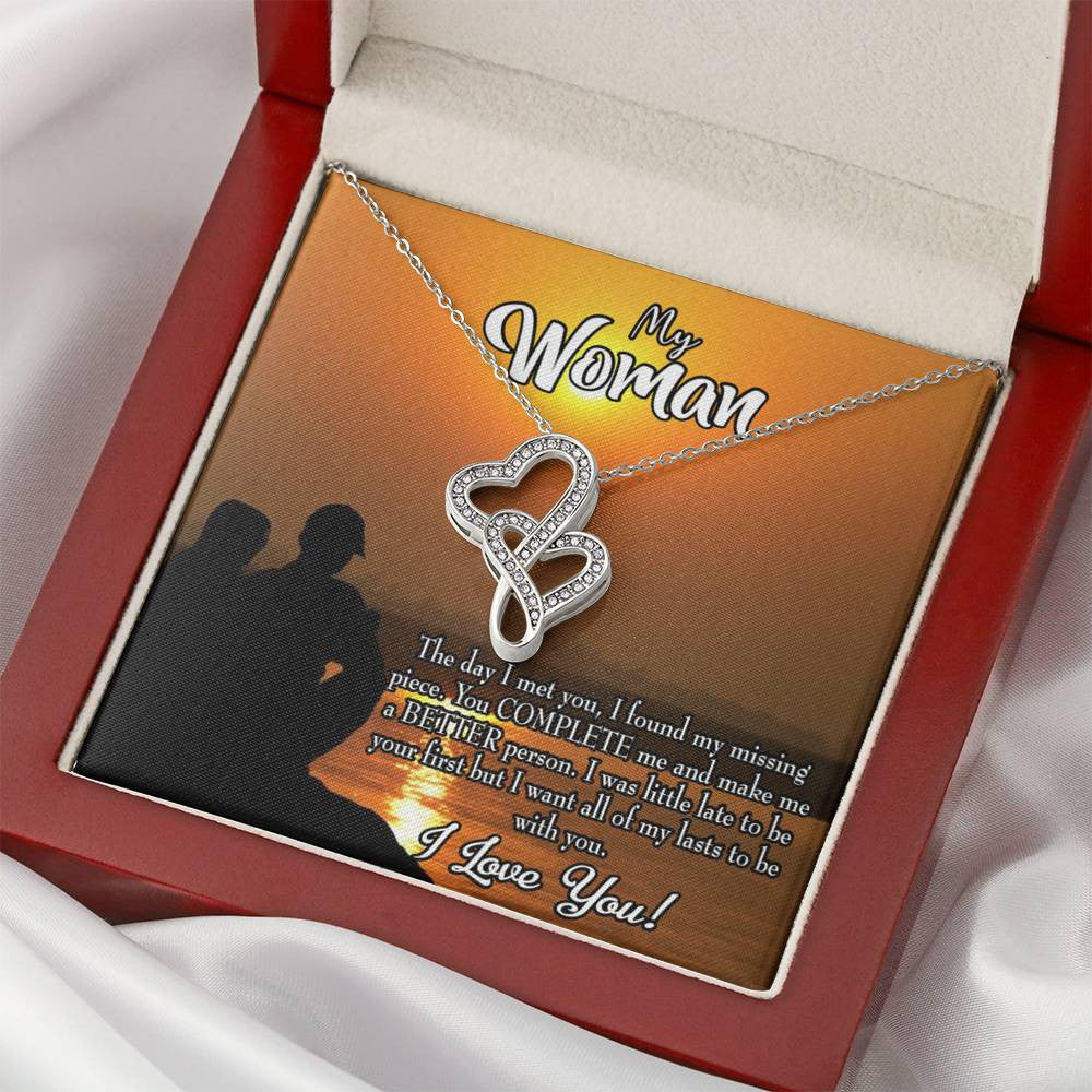To My Wife My Last Twin Hearts Necklace Cz Eternal Bond Pendant From Son Daughter Gift Anniversary Birthday Graduation Mothers Day - Double Hearts Necklace