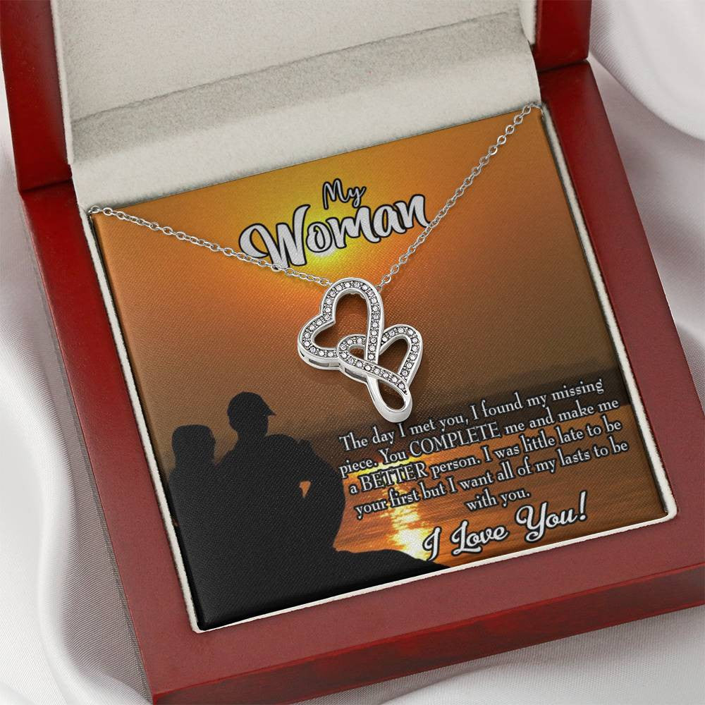 To My Wife My Last Twin Hearts Necklace Cz Eternal Bond Pendant From Son Daughter Gift Anniversary Birthday Graduation Mothers Day - Double Hearts Necklace