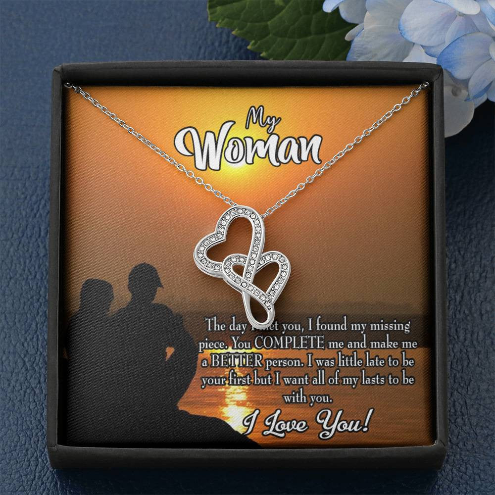 To My Wife My Last Twin Hearts Necklace Cz Eternal Bond Pendant From Son Daughter Gift Anniversary Birthday Graduation Mothers Day - Double Hearts Necklace