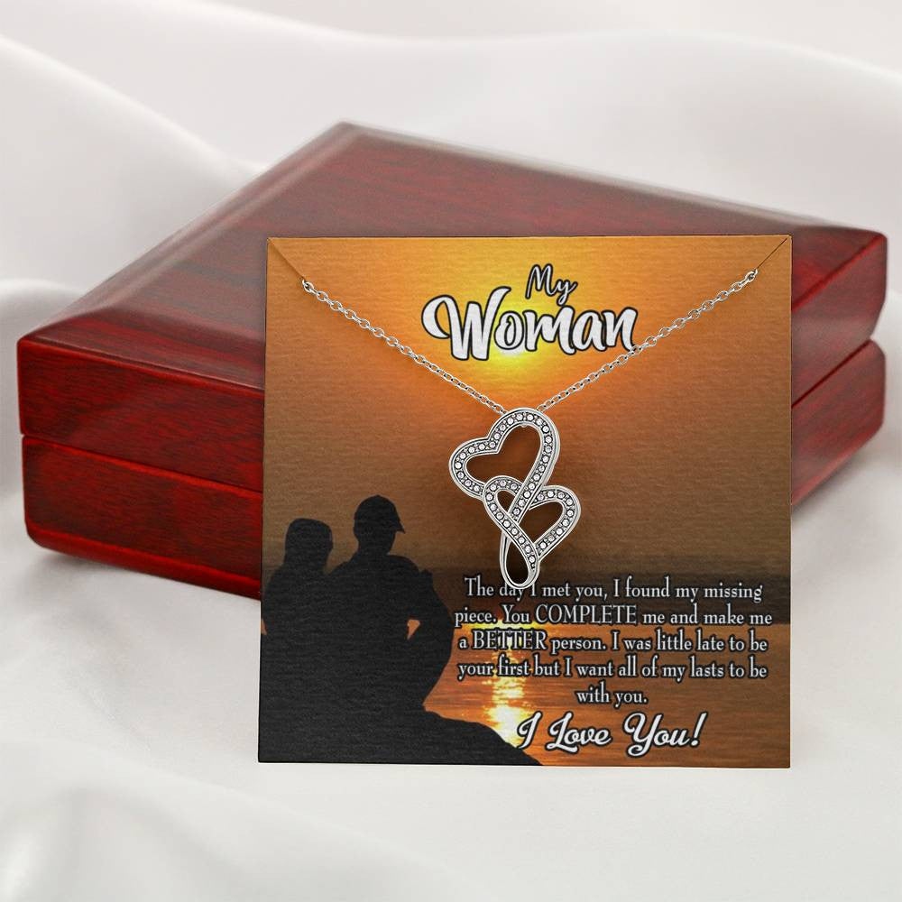 To My Wife My Last Twin Hearts Necklace Cz Eternal Bond Pendant From Son Daughter Gift Anniversary Birthday Graduation Mothers Day - Double Hearts Necklace