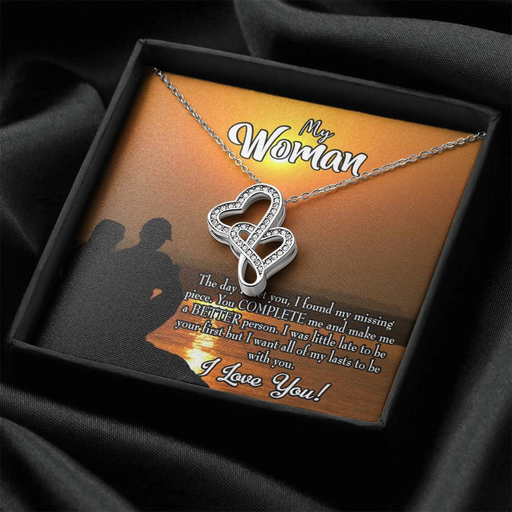 To My Wife My Last Twin Hearts Necklace Cz Eternal Bond Pendant From Son Daughter Gift Anniversary Birthday Graduation Mothers Day - Double Hearts Necklace