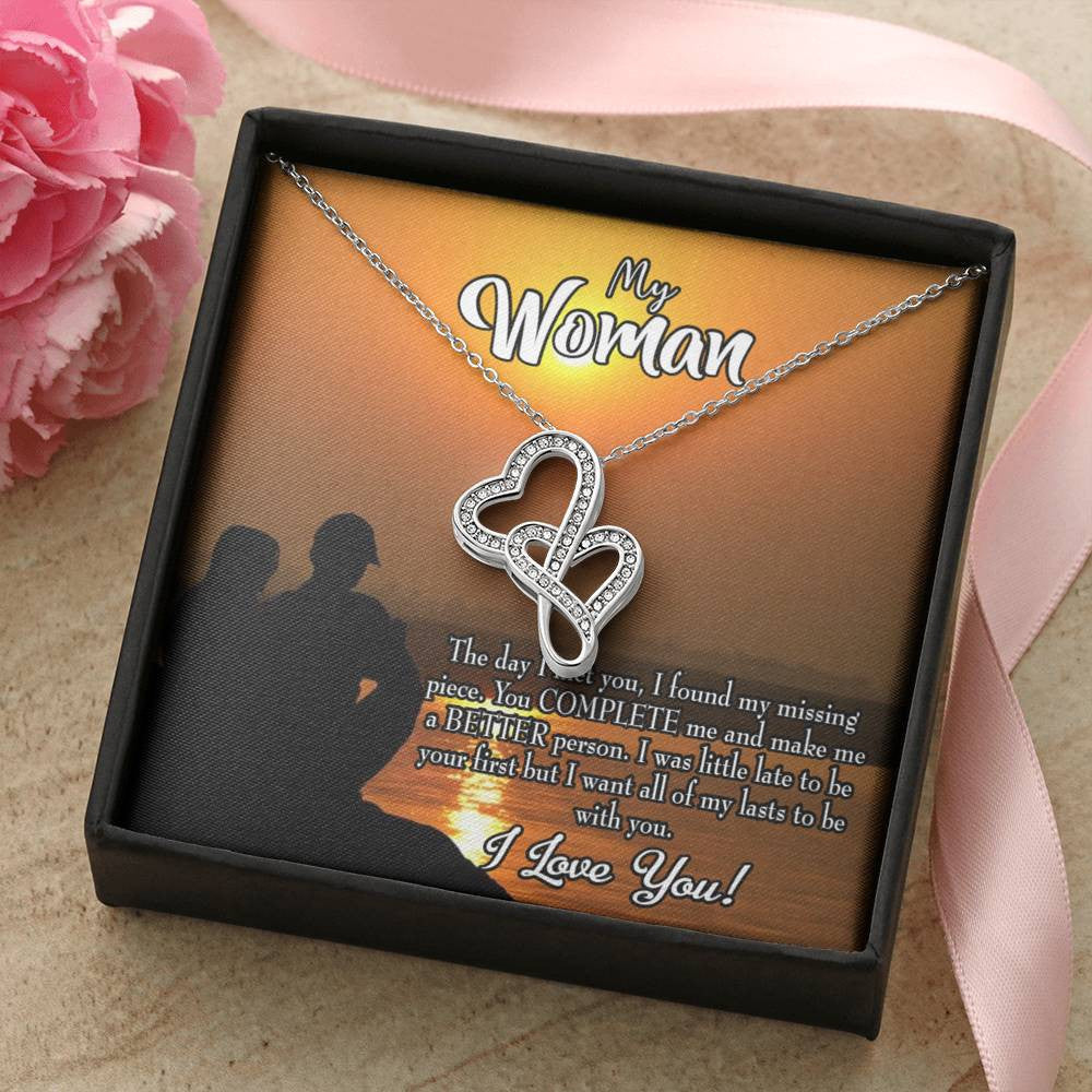 To My Wife My Last Twin Hearts Necklace Cz Eternal Bond Pendant From Son Daughter Gift Anniversary Birthday Graduation Mothers Day - Double Hearts Necklace