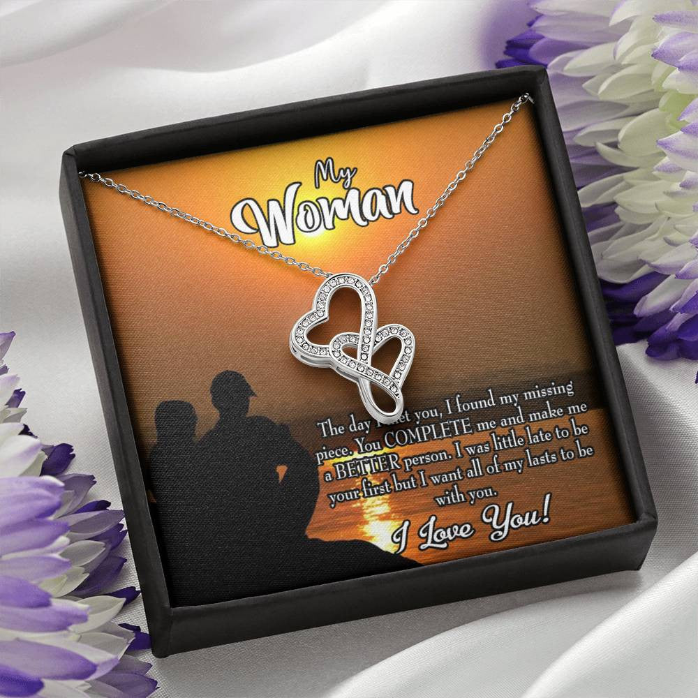 To My Wife My Last Twin Hearts Necklace Cz Eternal Bond Pendant From Son Daughter Gift Anniversary Birthday Graduation Mothers Day - Double Hearts Necklace