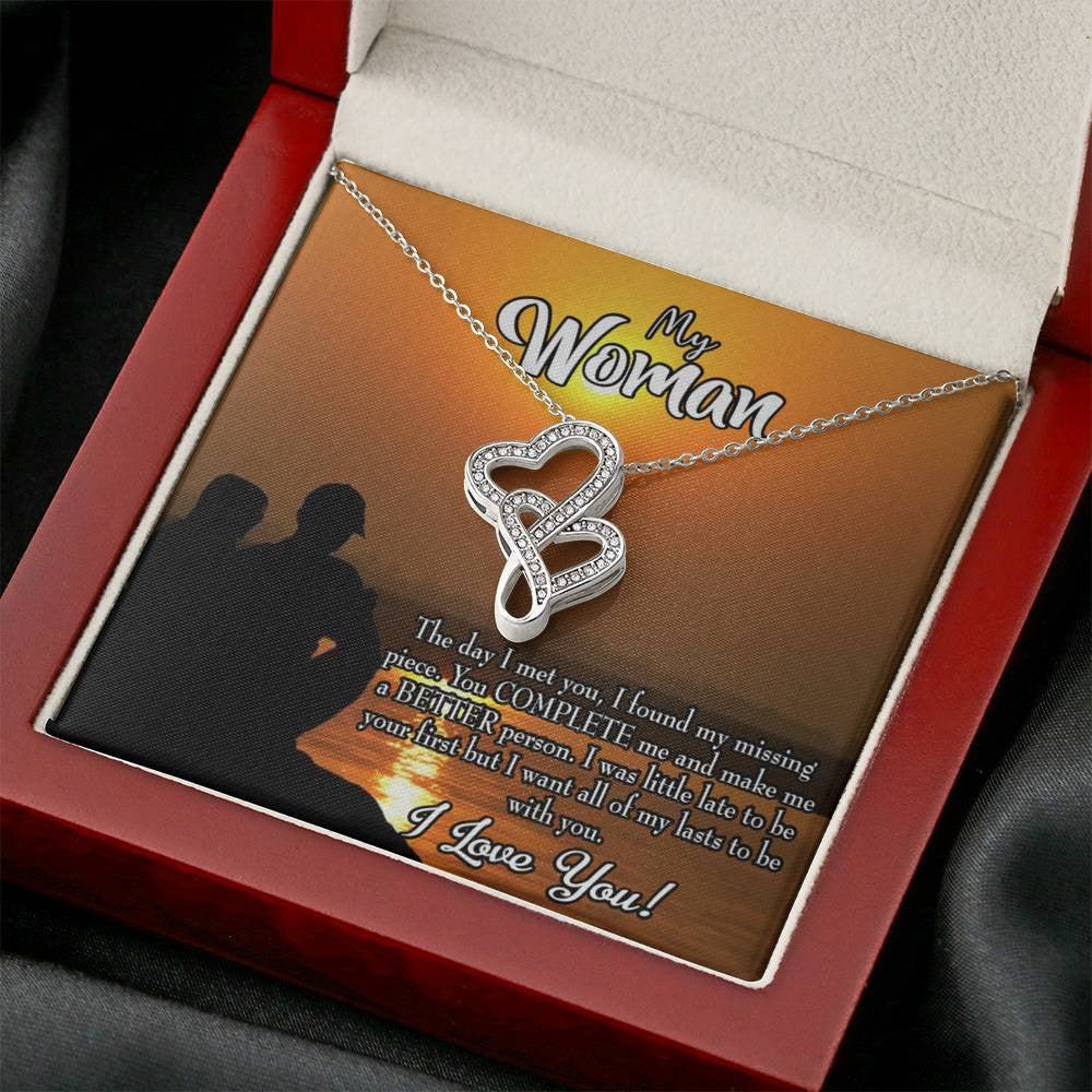 To My Wife My Last Twin Hearts Necklace Cz Eternal Bond Pendant From Son Daughter Gift Anniversary Birthday Graduation Mothers Day - Double Hearts Necklace