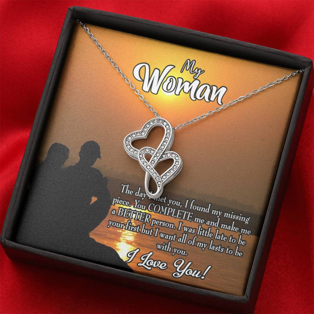 To My Wife My Last Twin Hearts Necklace Cz Eternal Bond Pendant From Son Daughter Gift Anniversary Birthday Graduation Mothers Day - Double Hearts Necklace