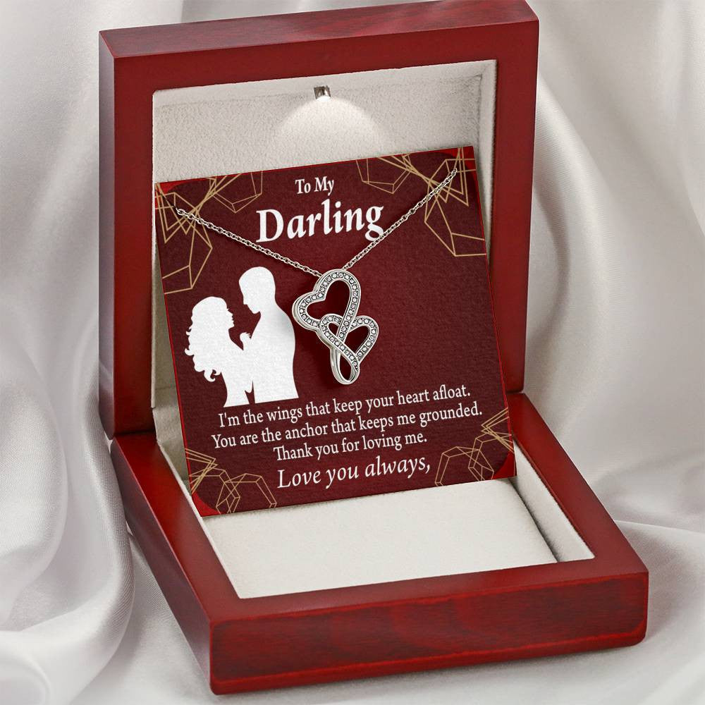 To My Wife You'Re My Anchor Twin Hearts Necklace Cz Eternal Bond Pendant From Son Daughter Gift Anniversary Birthday Graduation Mothers Day - Double Hearts Necklace