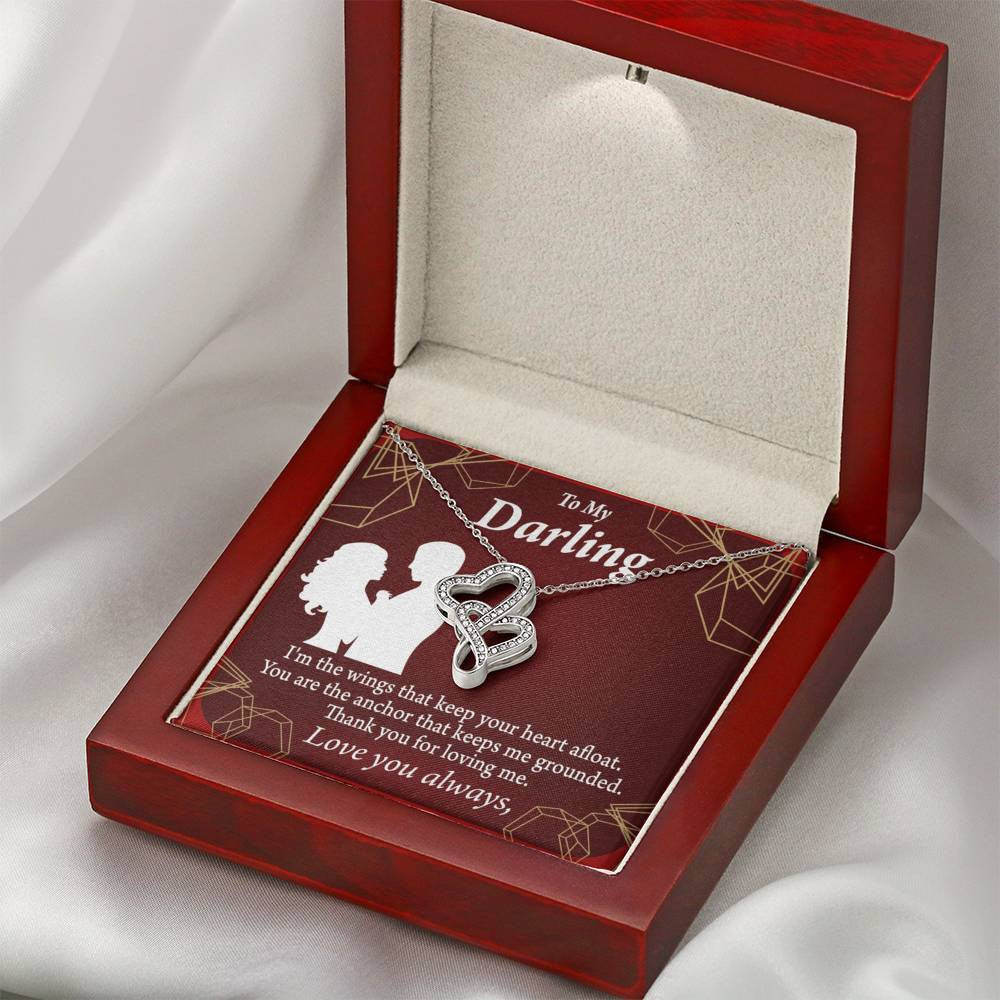To My Wife You'Re My Anchor Twin Hearts Necklace Cz Eternal Bond Pendant From Son Daughter Gift Anniversary Birthday Graduation Mothers Day - Double Hearts Necklace