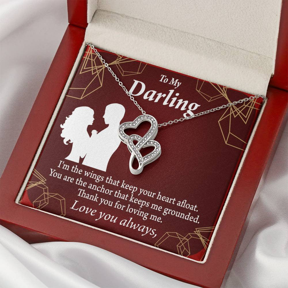 To My Wife You'Re My Anchor Twin Hearts Necklace Cz Eternal Bond Pendant From Son Daughter Gift Anniversary Birthday Graduation Mothers Day - Double Hearts Necklace