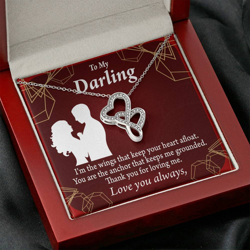 To My Wife You'Re My Anchor Twin Hearts Necklace Cz Eternal Bond Pendant From Son Daughter Gift Anniversary Birthday Graduation Mothers Day - Double Hearts Necklace