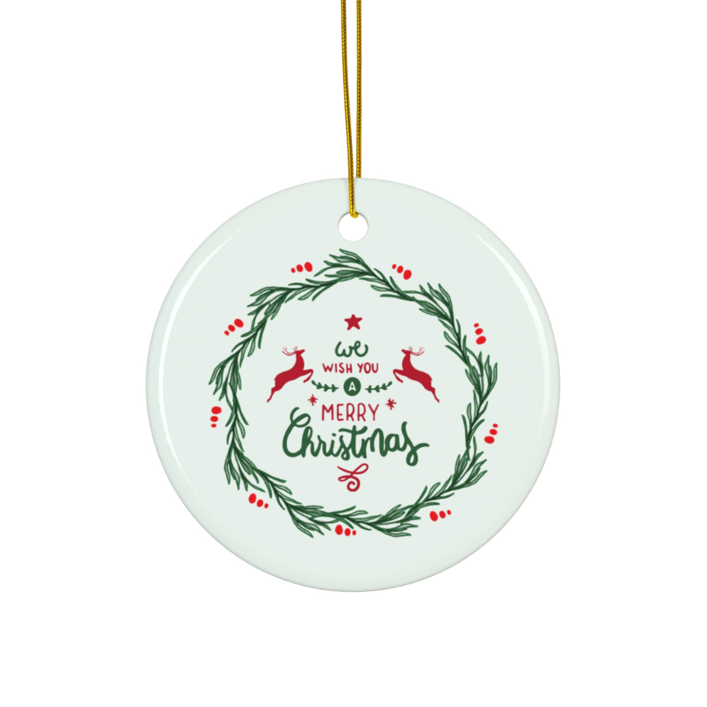 2025 Personalized Merry Christmas Circle Ceramic Ornament
