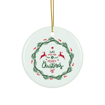 2025 Personalized Merry Christmas Circle Ceramic Ornament