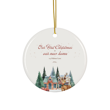 2025 Personalized New Home Christmas Circle Ceramic Ornament