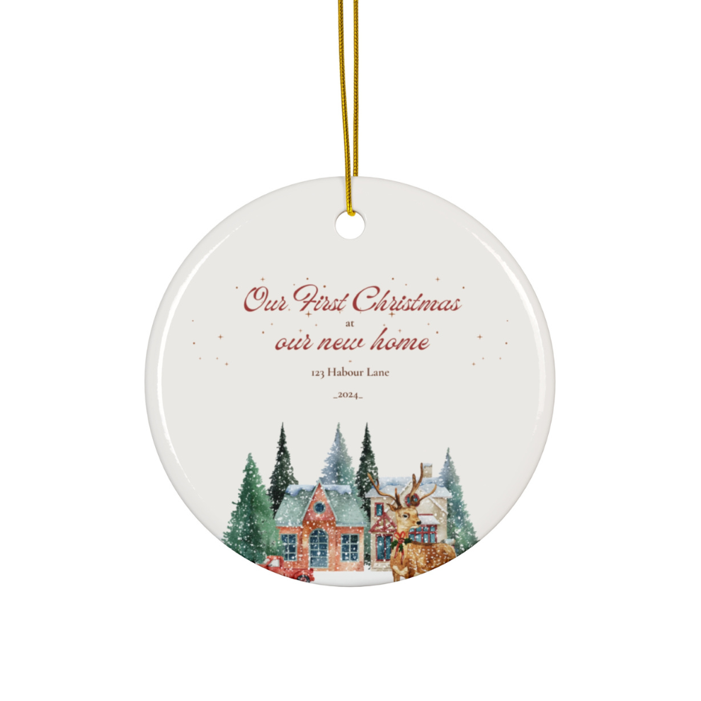 2025 Personalized New Home Christmas Circle Ceramic Ornament