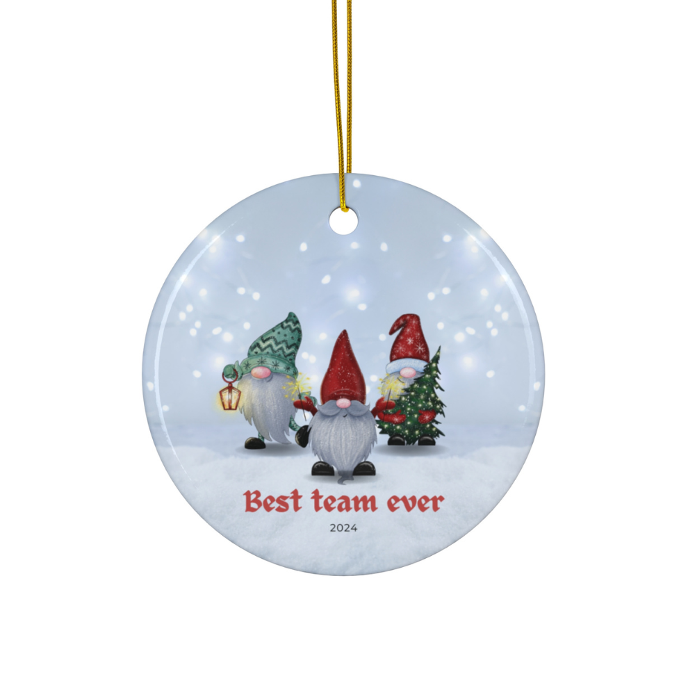 2025 Personalized Best Team Ever Christmas Circle Ceramic Ornament