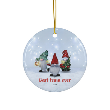 2025 Personalized Best Team Ever Christmas Circle Ceramic Ornament