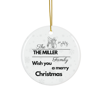2025 Personalized Family Christmas Circle Ceramic Ornament