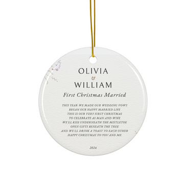 2025 Personalized Romantic First Christmas Married Circle Ceramic Ornament