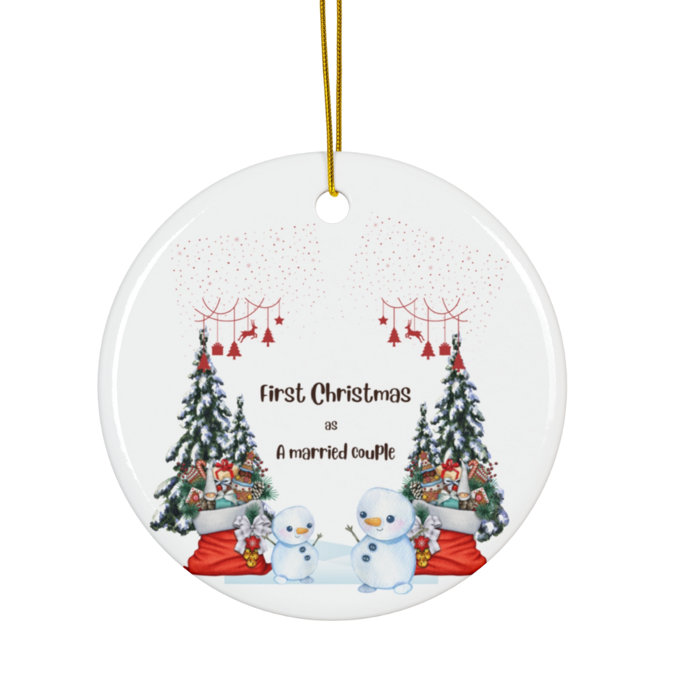 2025 Personalized First Christmas Married Circle Ceramic Ornament