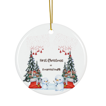 2025 Personalized First Christmas Married Circle Ceramic Ornament