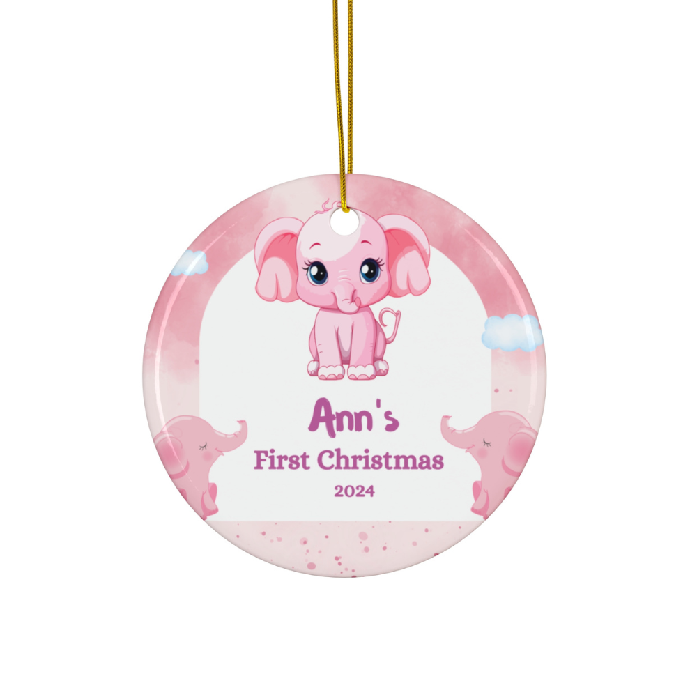 2025 Personalized Baby's First Christmas Circle Ceramic Ornament For Girl
