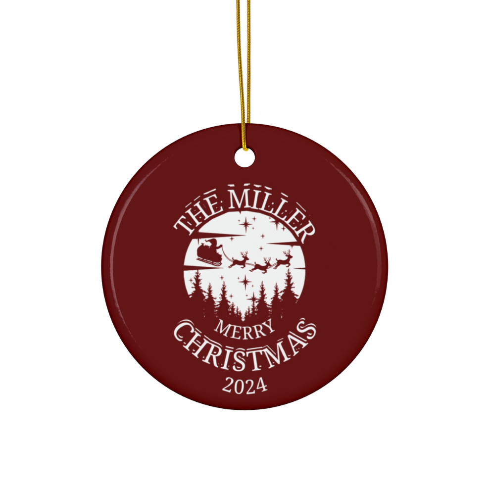 2025 Personalized First Name Merry Christmas Circle Ceramic Ornament