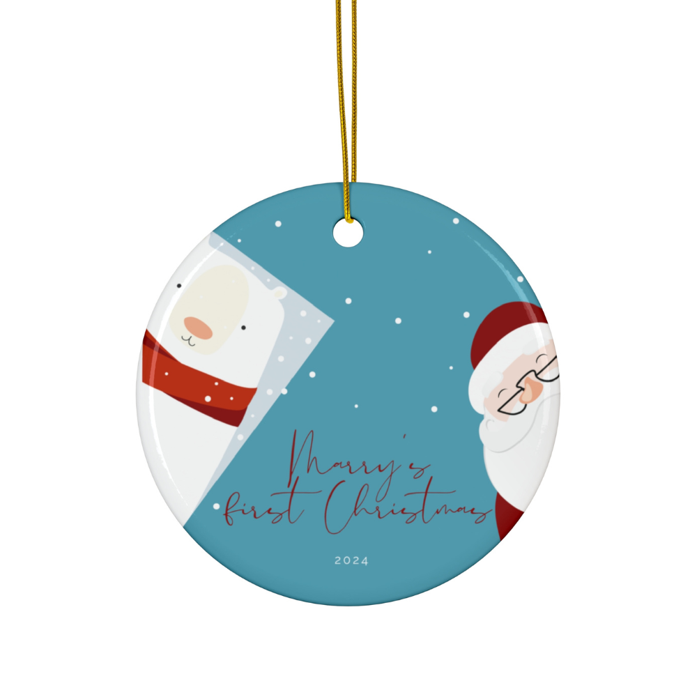 2025 Personalized Baby's First Christmas Mallard Circle Ceramic Ornament