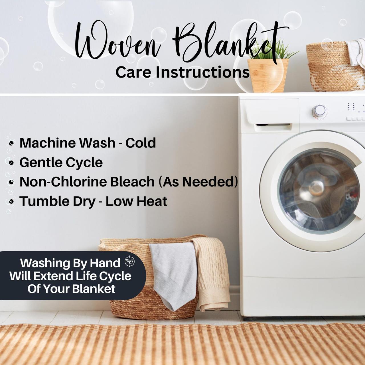 Floral Wolf Woven Blanket