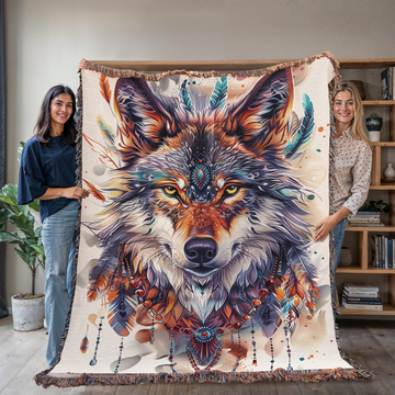 Mystic Wolf Woven Blanket