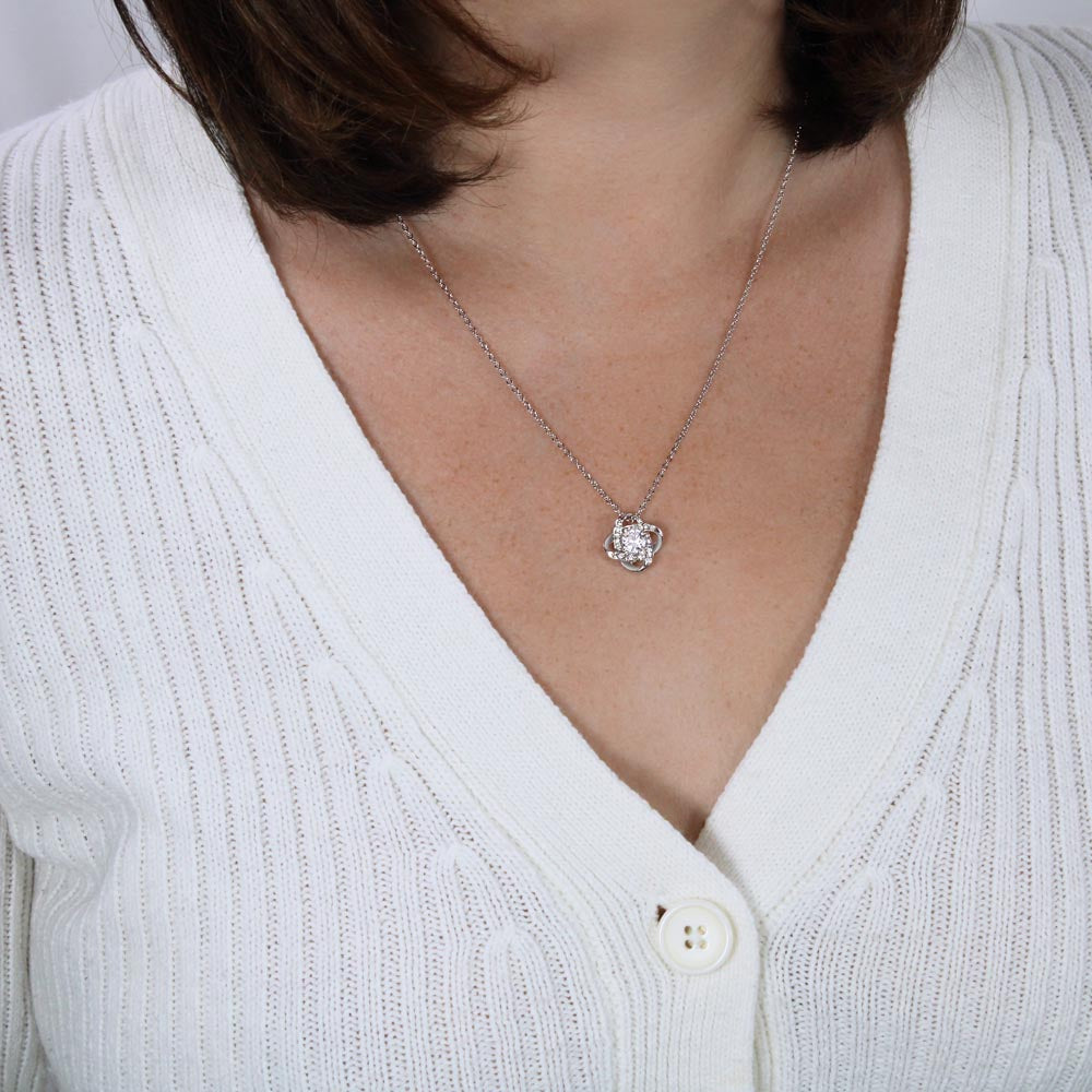 Gift for Wife from Husband Necklace 14K White Gold Love Knot Happy Anniversary Birthday Christmas Gift