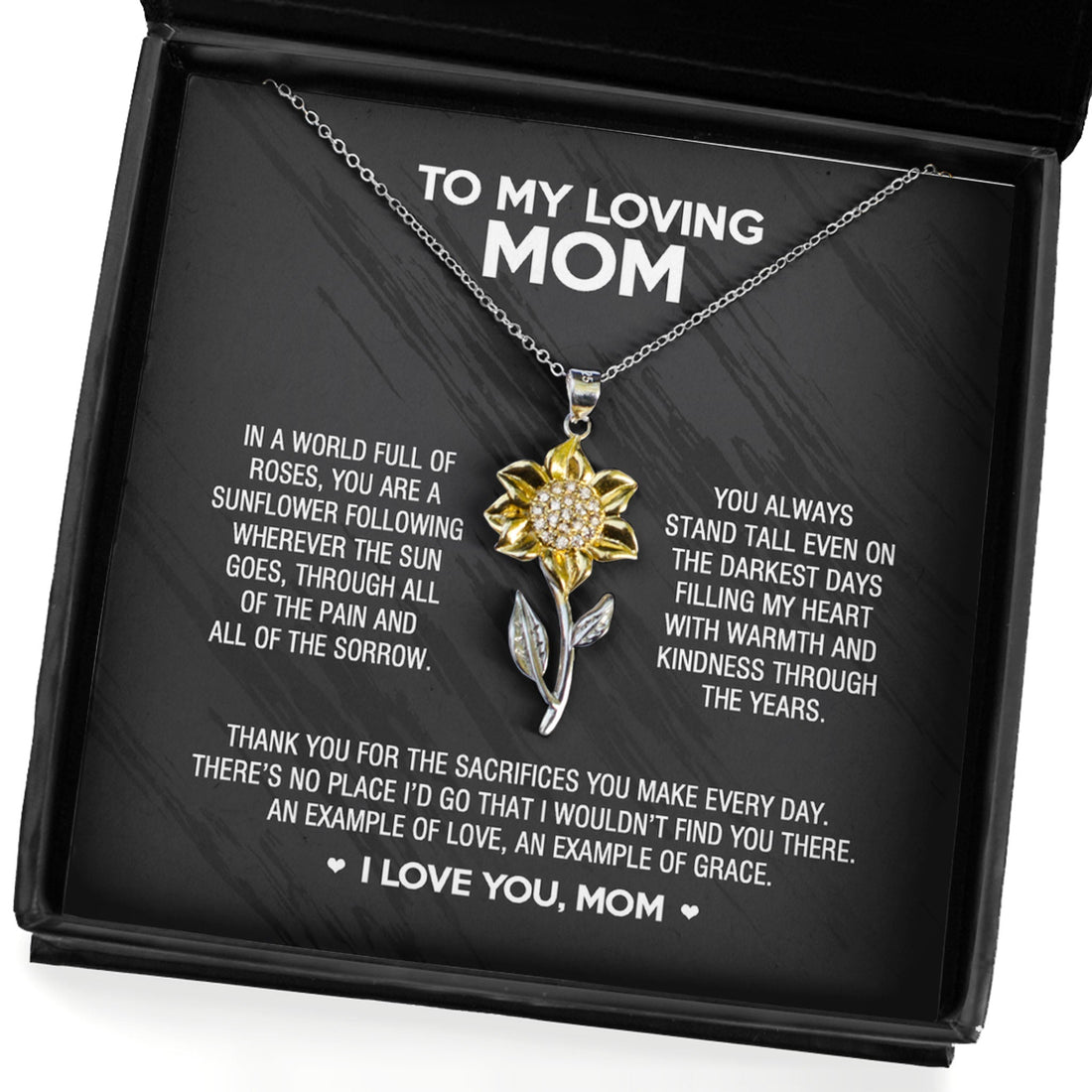 Sunflower Pendant Necklace Gift for Mom- There’s no place I’d go that I wouldn’t find you there