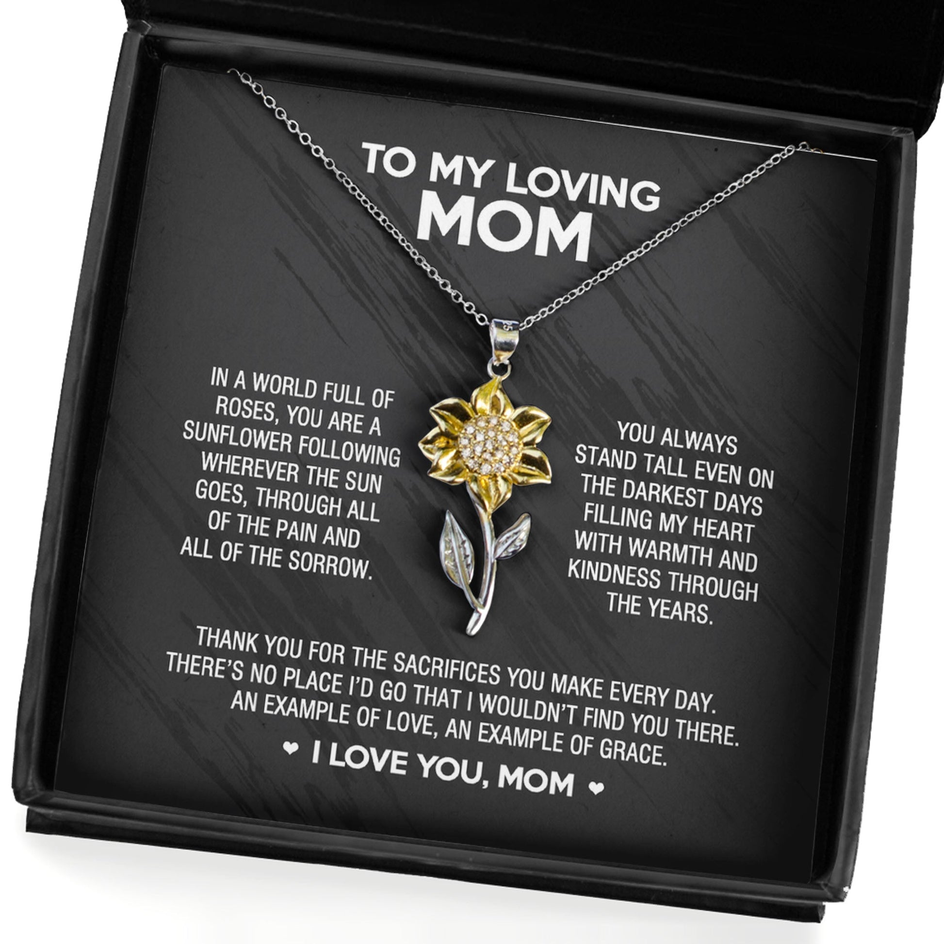 Sunflower Pendant Necklace Gift for Mom- There’s no place I’d go that I wouldn’t find you there