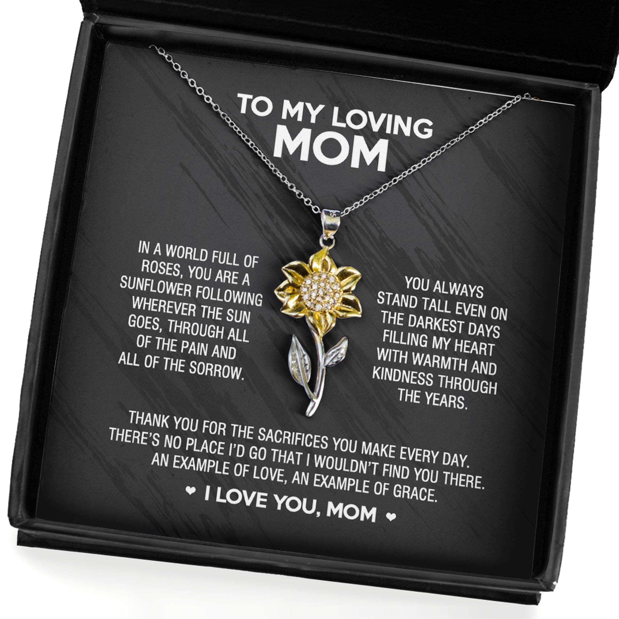 Sunflower Pendant Necklace Gift for Mom- There’s no place I’d go that I wouldn’t find you there