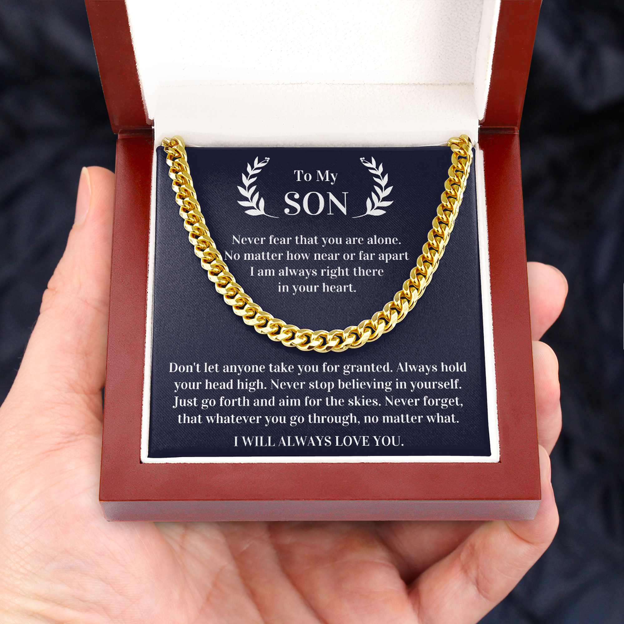 Gift Cuban Necklace for Son - I will always love you.