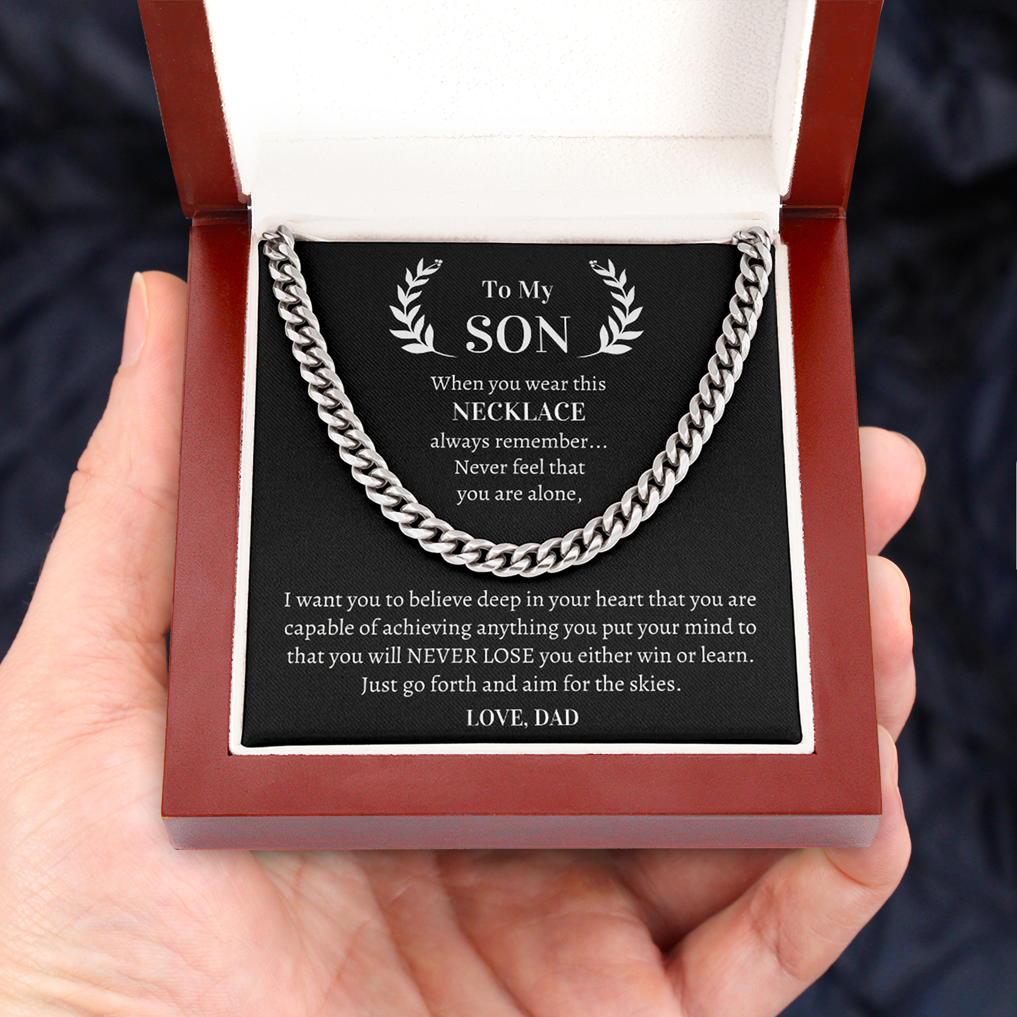 Gift Cuban Necklace for Son - Just go forth and aim for the skies. Love, Dad