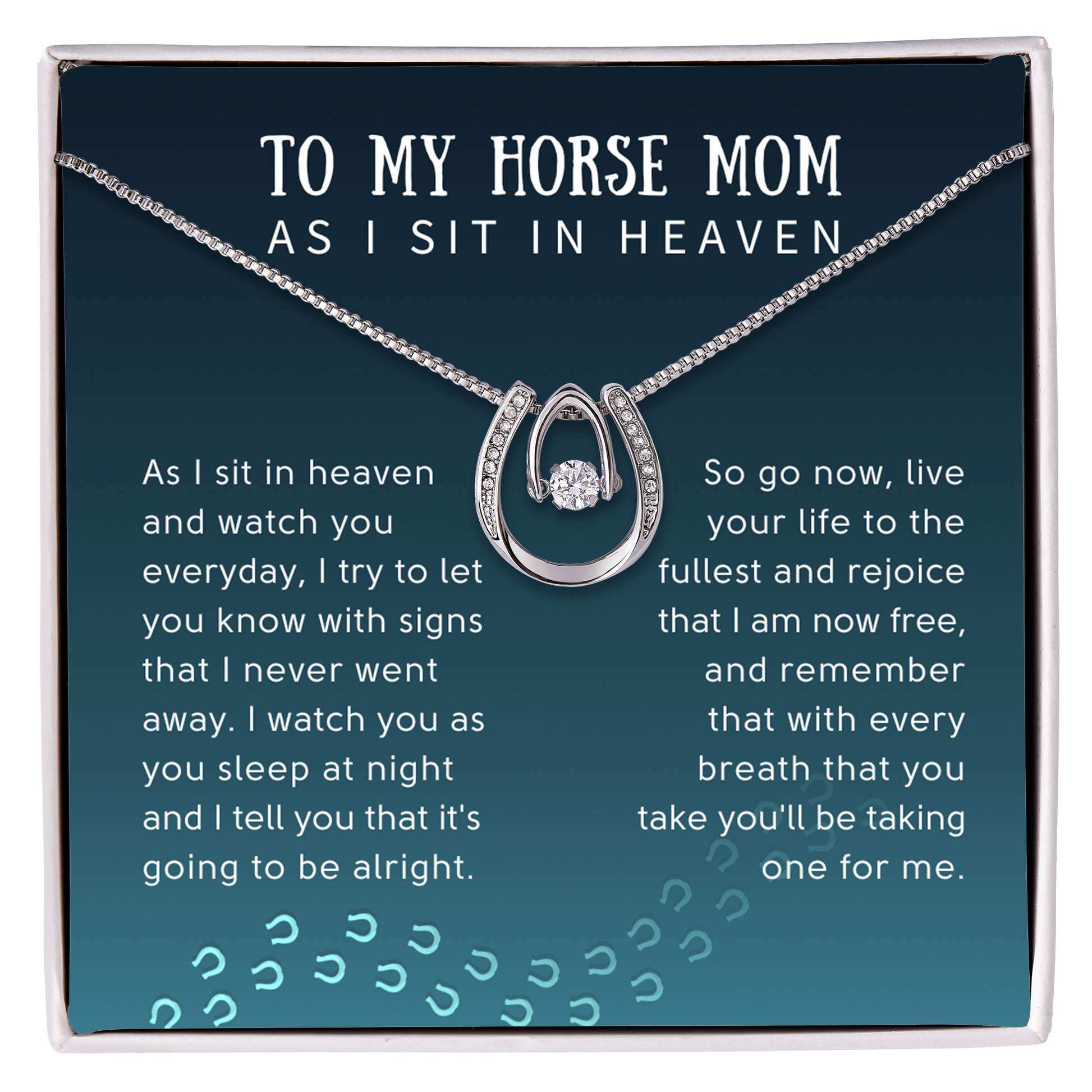 To My Horse Mom Lucky Horseshoes Necklace - Sympathy Gift for Horse Mom