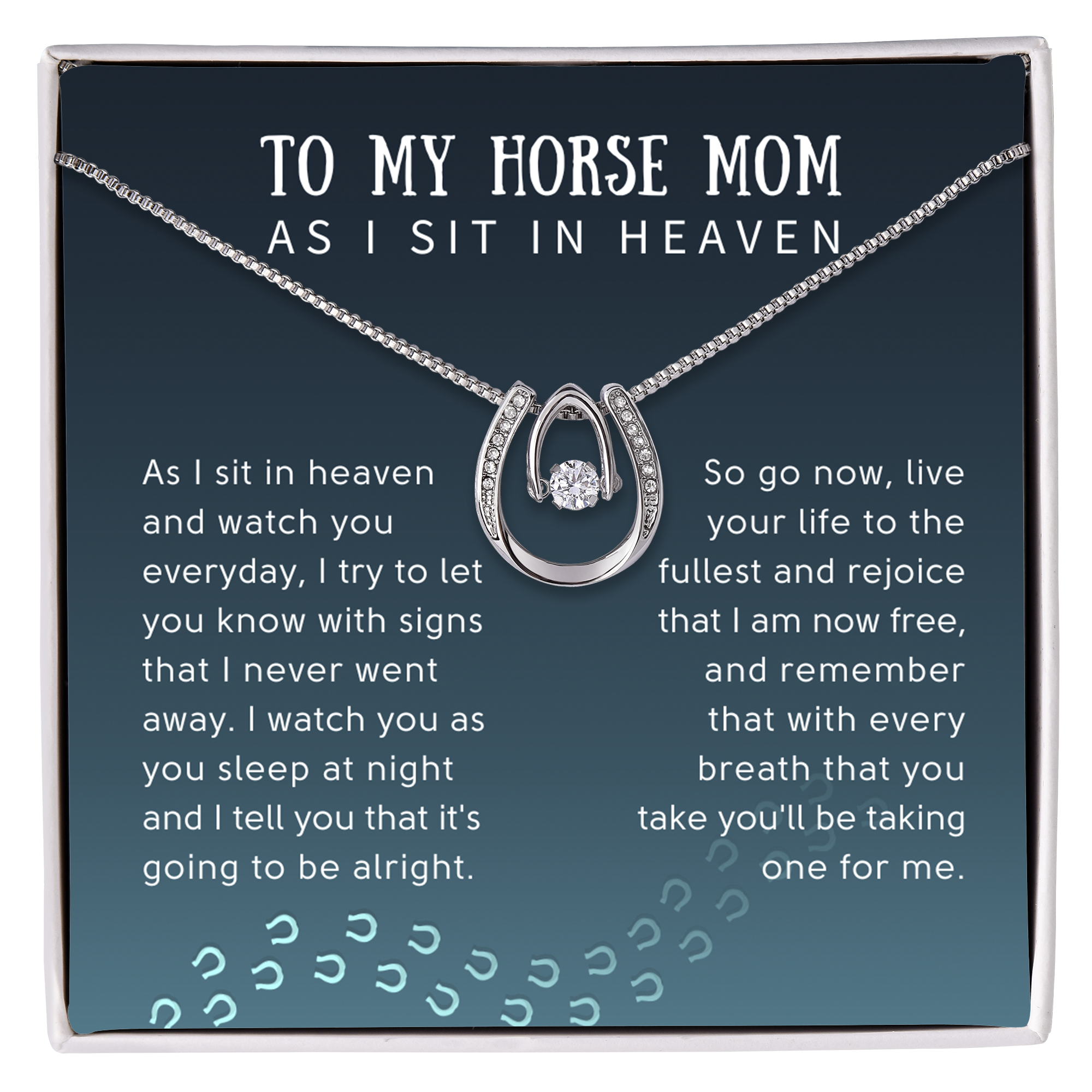 To My Horse Mom Lucky Horseshoes Necklace - Sympathy Gift for Horse Mom