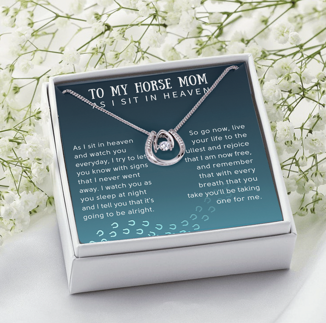 To My Horse Mom Lucky Horseshoes Necklace - Sympathy Gift for Horse Mom
