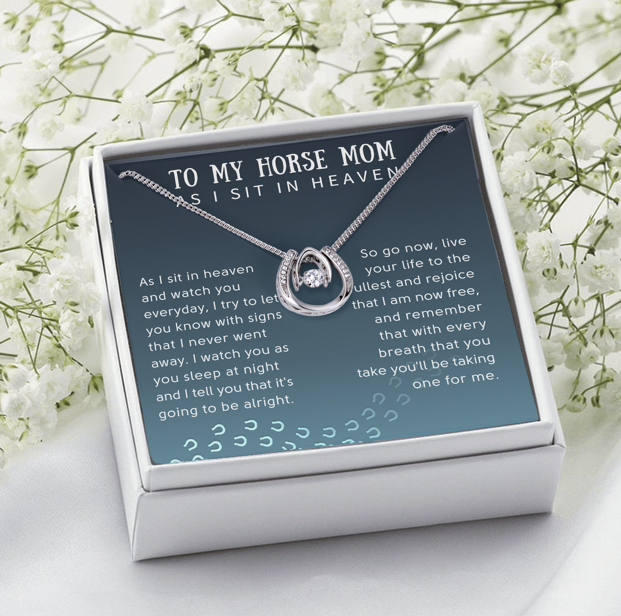 To My Horse Mom Lucky Horseshoes Necklace - Sympathy Gift for Horse Mom