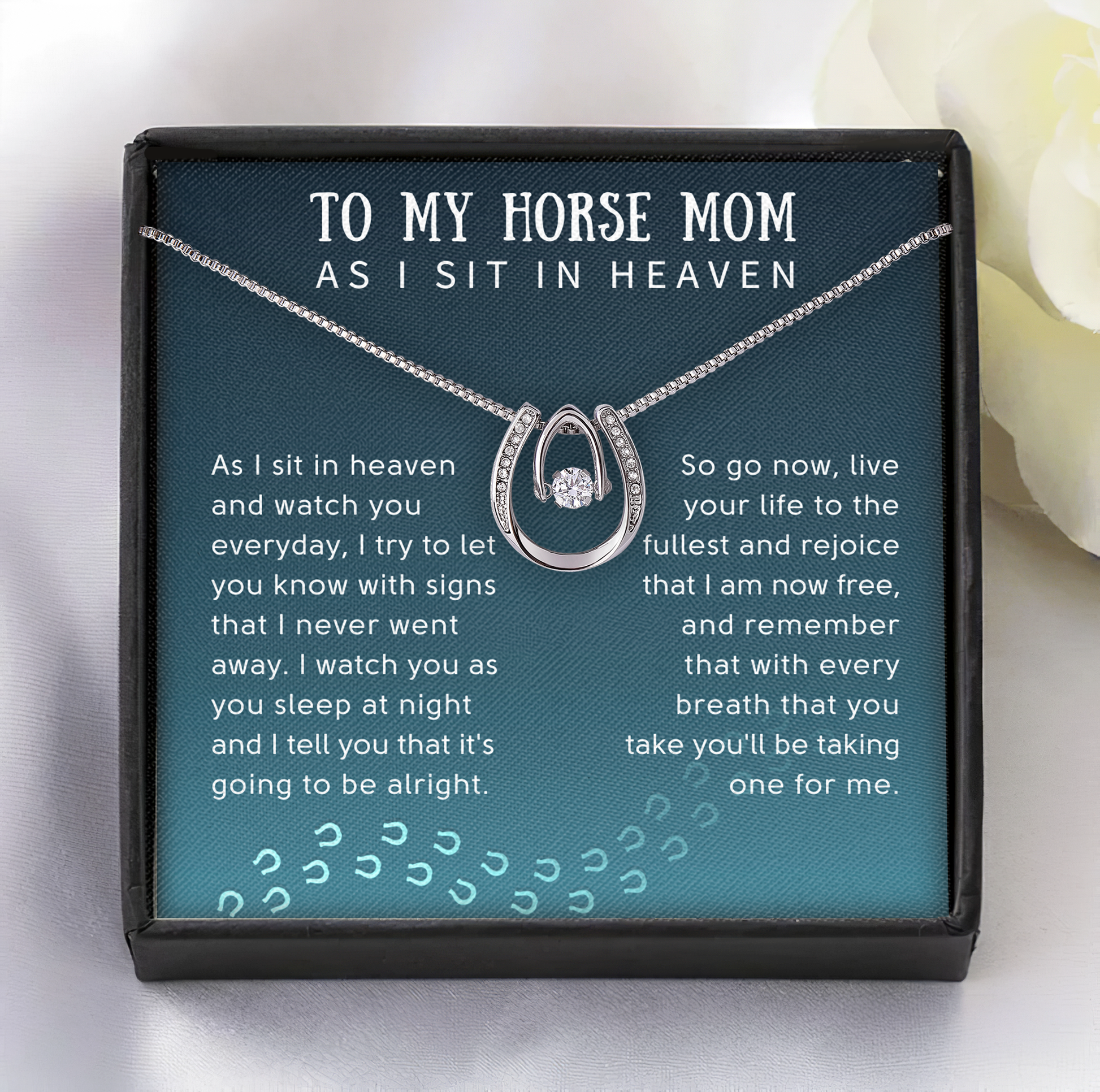 To My Horse Mom Lucky Horseshoes Necklace - Sympathy Gift for Horse Mom