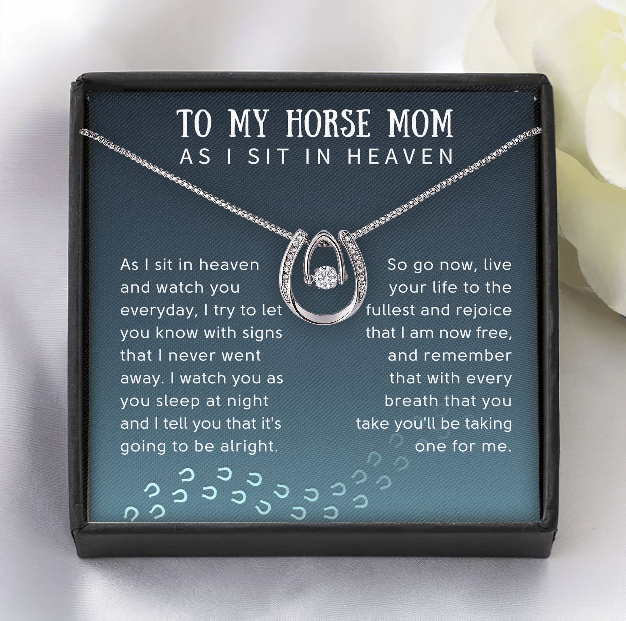 To My Horse Mom Lucky Horseshoes Necklace - Sympathy Gift for Horse Mom