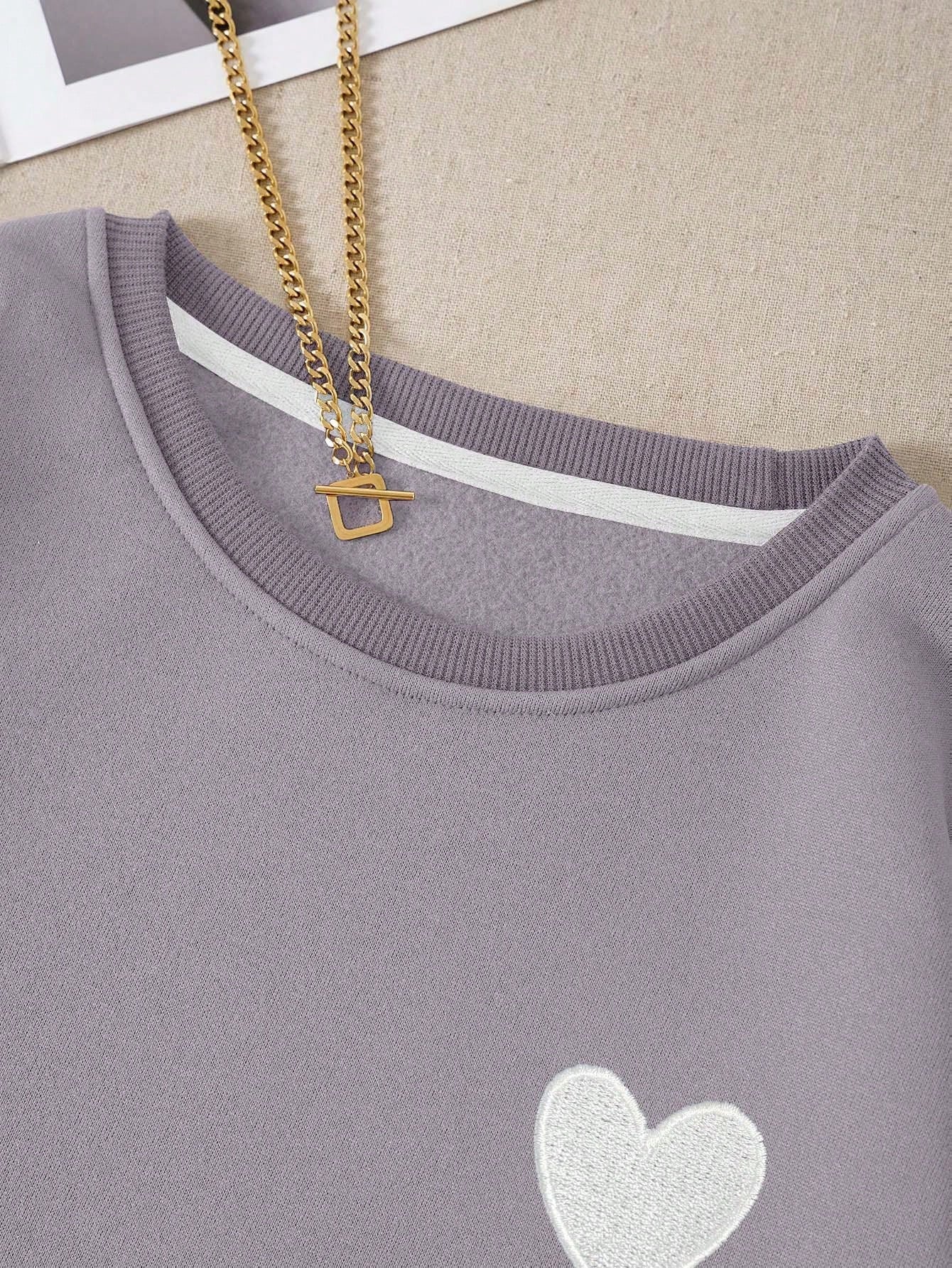 Heart Print Casual Sweatshirt