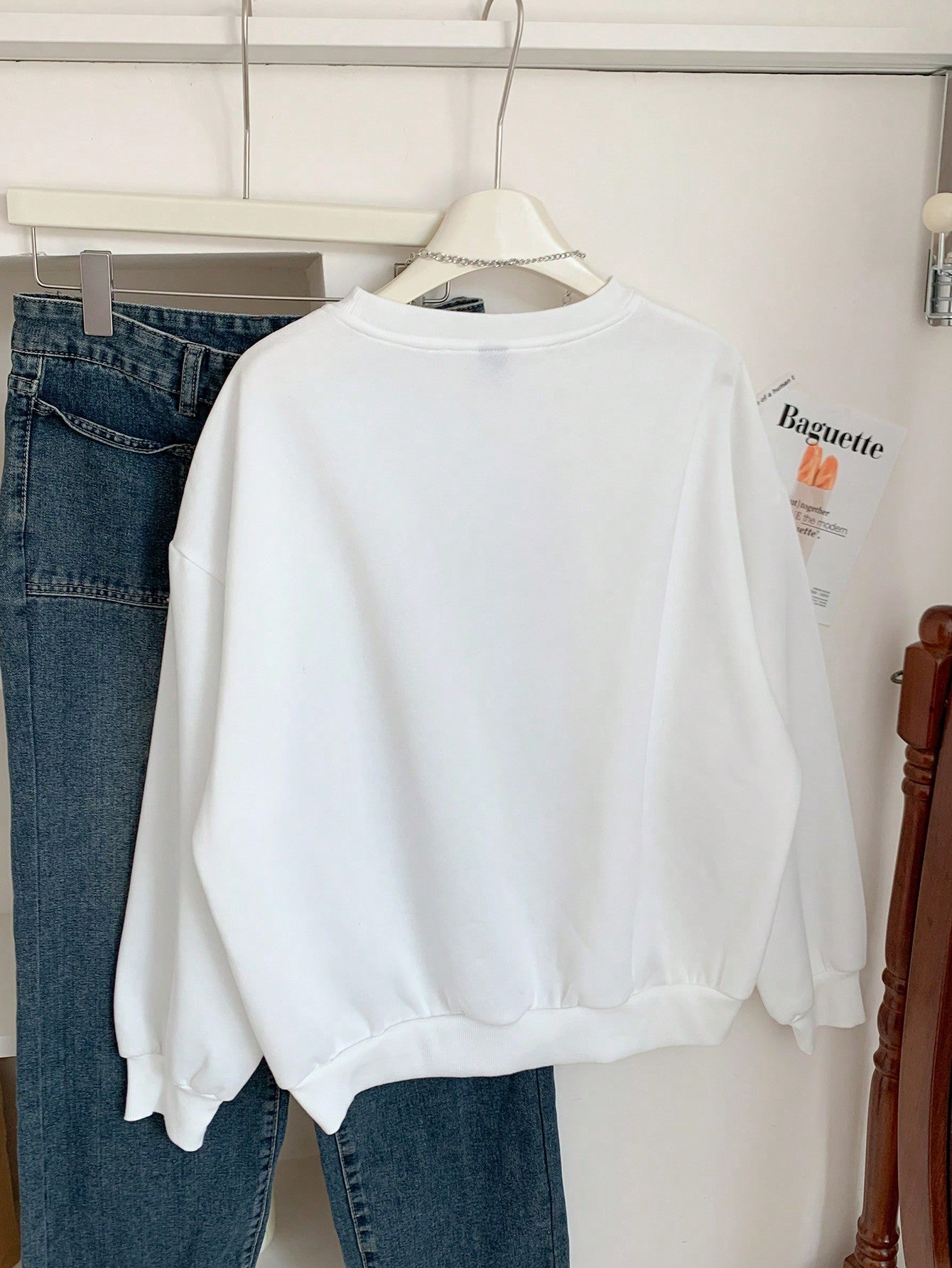 Minimalist Blue Star Patch Print Sweatshirt For Women