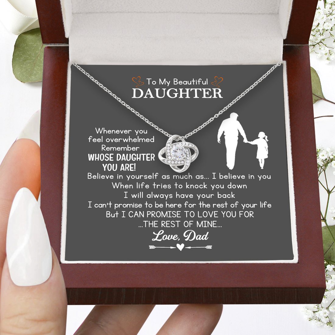 To My Beautiful Daughter Love Knot Necklace, Daughter Birthday Christmas Gift, Gift for Daughter from Dad