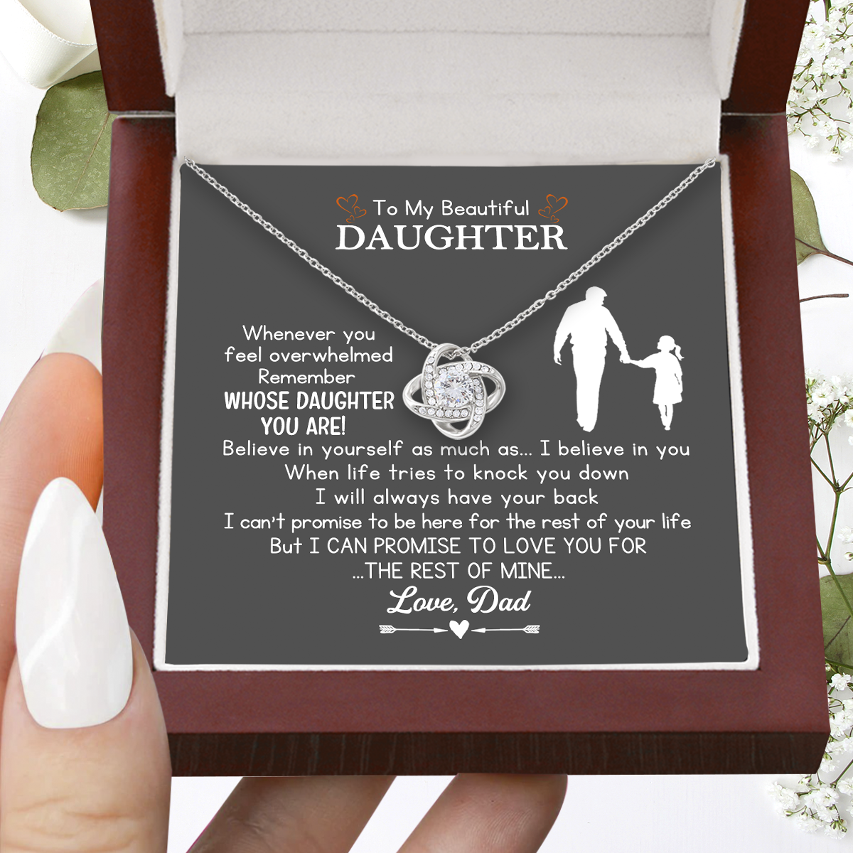 To My Beautiful Daughter Love Knot Necklace, Daughter Birthday Christmas Gift, Gift for Daughter from Dad