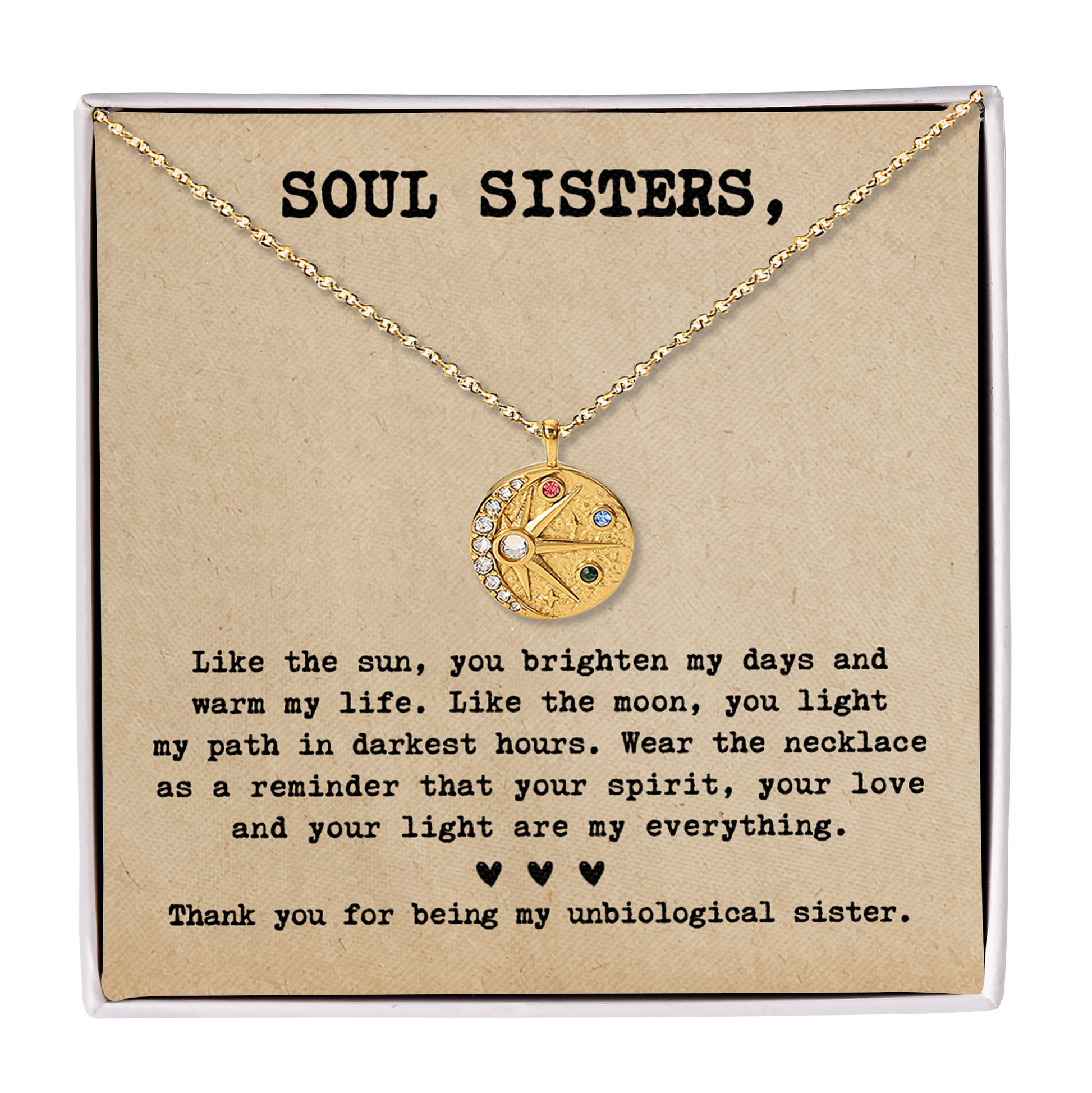 Gift for Bestie Friend Soulmate Necklace Sun Moon Matching Set