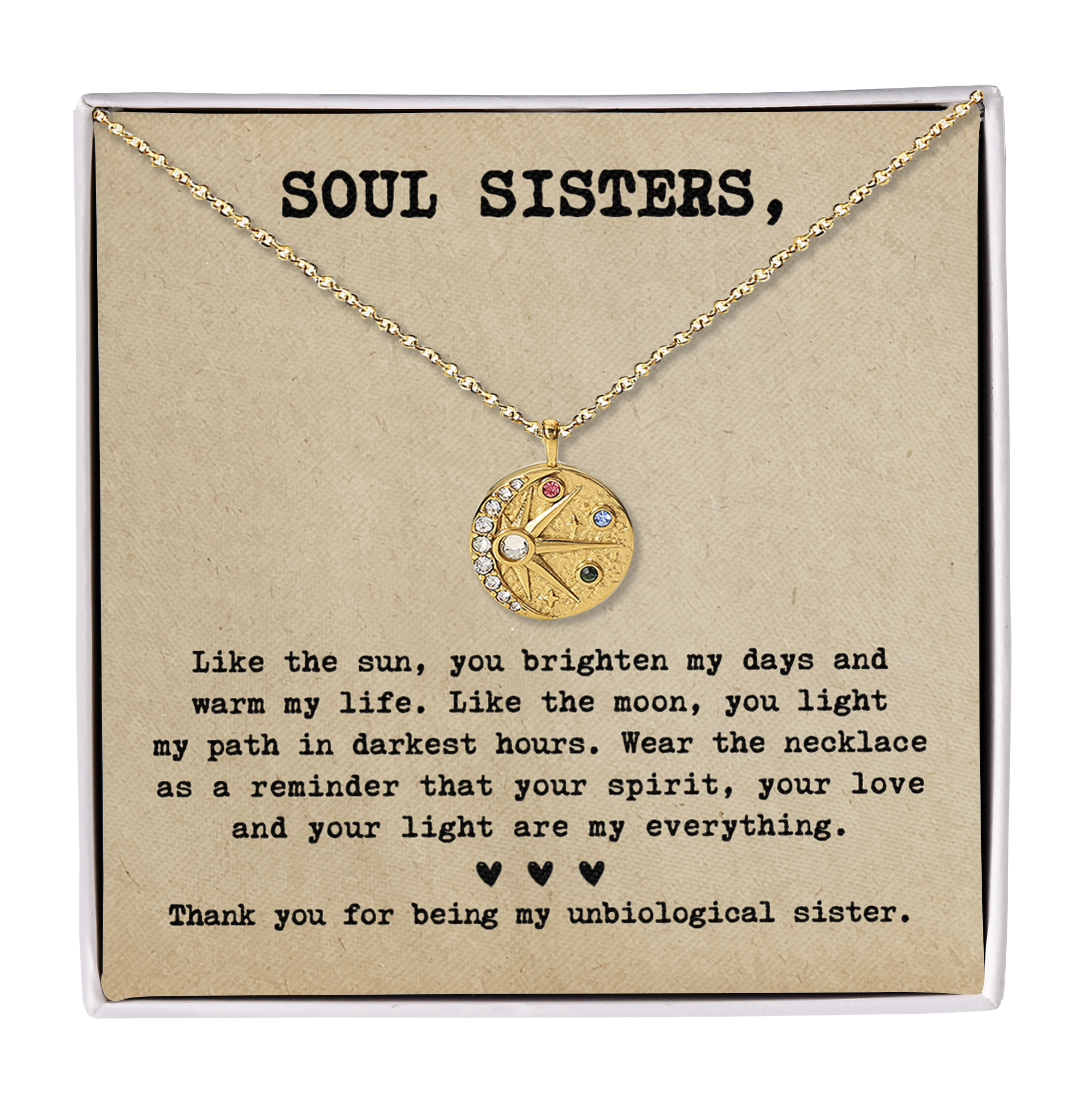 Gift for Bestie Friend Soulmate Necklace Sun Moon Matching Set
